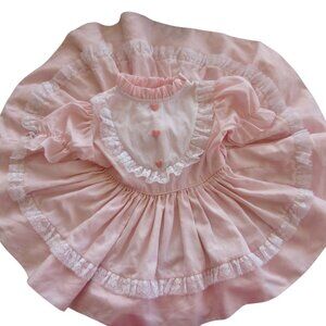 Vintage 1980s Marthas Miniatures Full Circle Pink Dress Girls 3T Lacy Easter USA